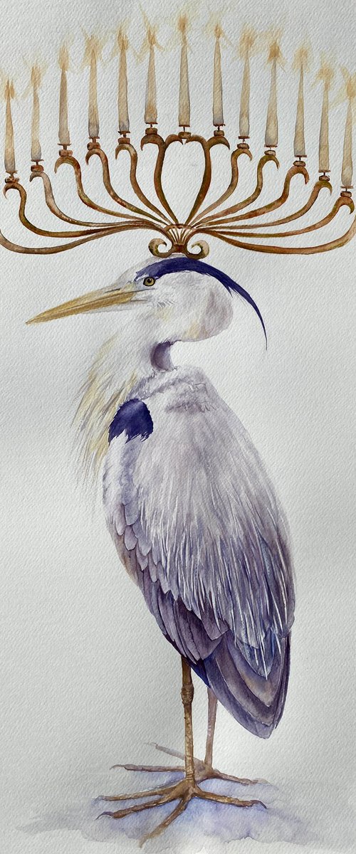 Heron with a Golden Candelabra by Tetiana Savchenko