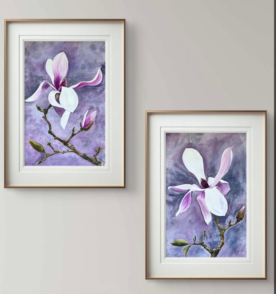 Set of 2 Wild Pink magnolia