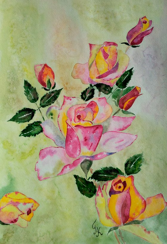 Roses Original Watercolor Painting