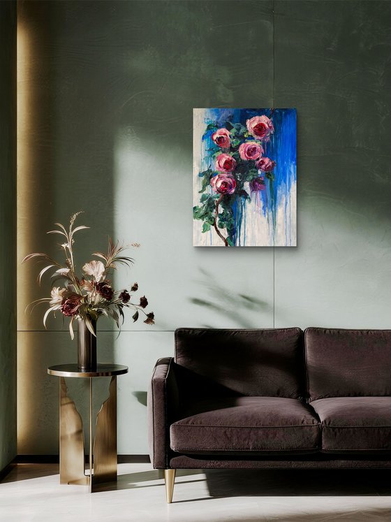 Flowing Roses in Blue II