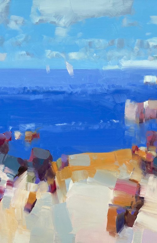Cliffs on the Shore, Original oil painting, Handmade artwork, One of a kind by Vahe Yeremyan