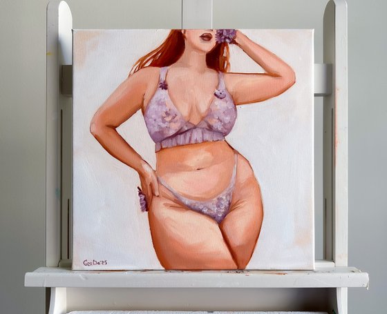 Girl in purple underwear