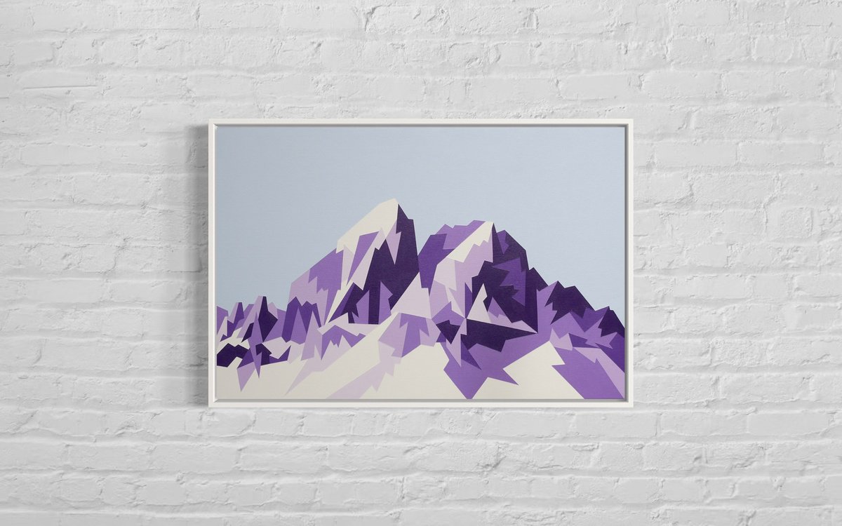 Geometric Landscape Acrylic Painting By Zoe Hattersley, 30 X 20", Watzmann, Original Artwork