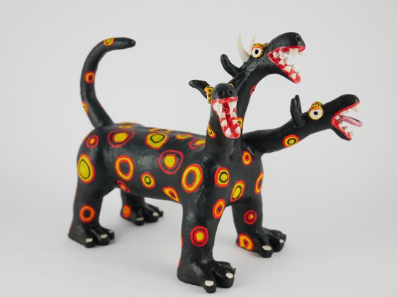 Black Cerberus with Colored Circles