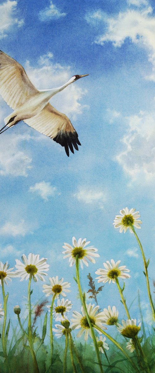 Whooping Crane by Olga Beliaeva Watercolour