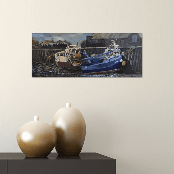 Whitstable Harbour, An original impressionist oil painting