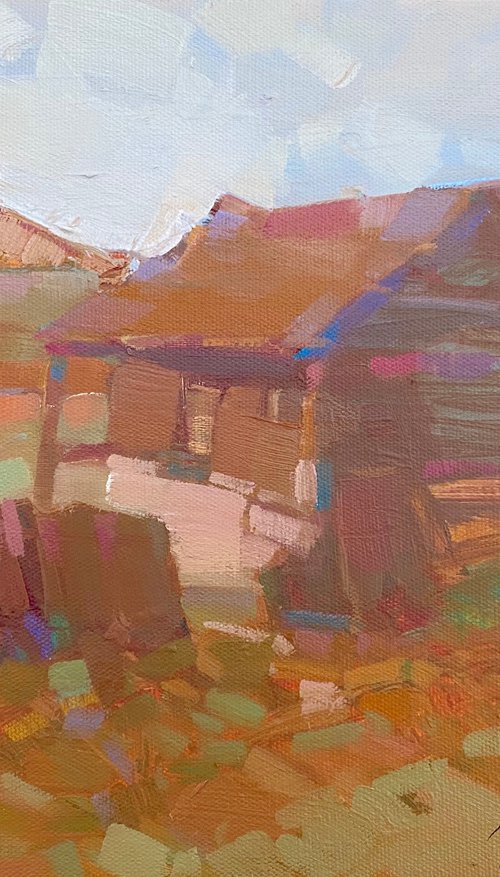 Village, Original oil painting, Handmade artwork, One of a kind by Vahe Yeremyan