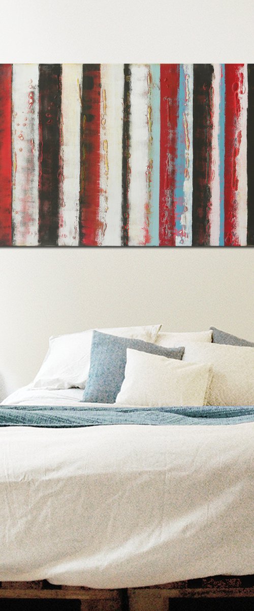 Abstract Painting - White Panels in Red - Ronald Hunter - 19M by Ronald Hunter