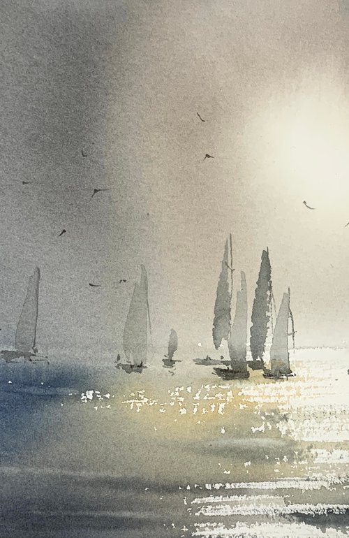Yachts before sunset #2 by Eugenia Gorbacheva