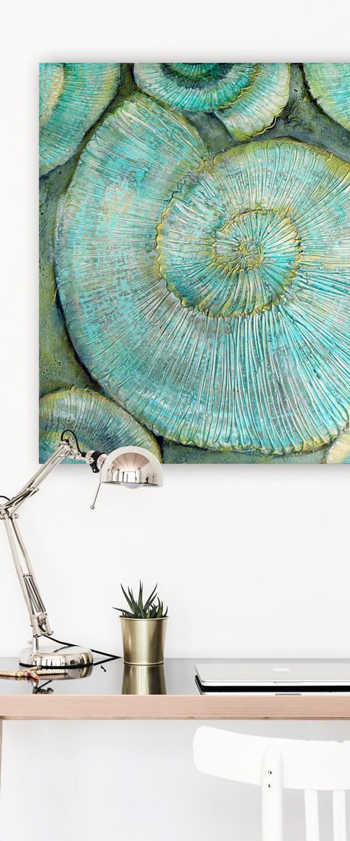 Ammonites (square canvas  - ready to hang) by Carolynne Coulson