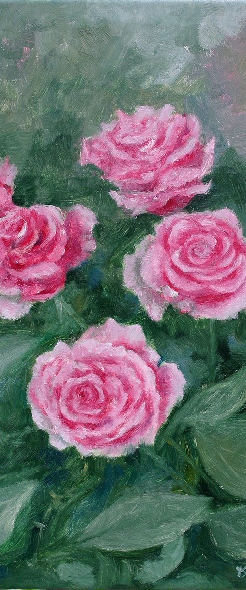 Red Garden Roses by Juri Semjonov