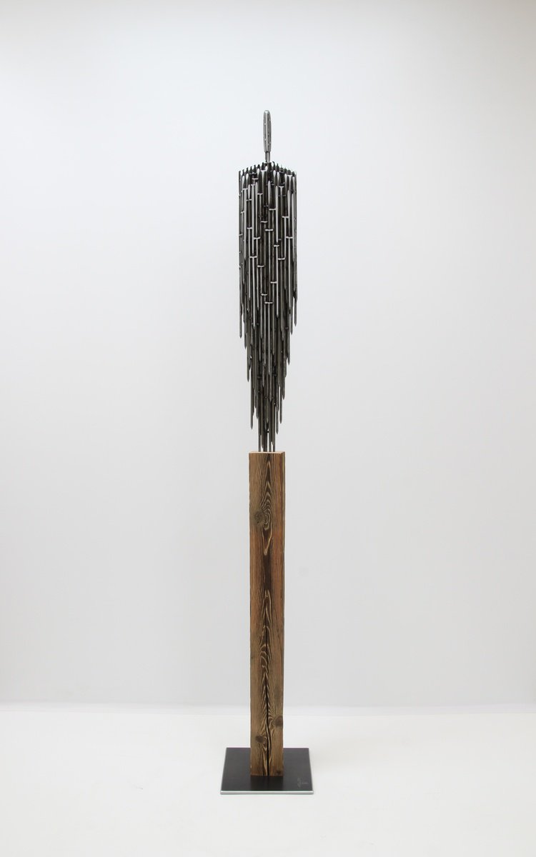 Portrait Sculpture By Manfred Hellweger, 11 X 78", Human Nails Viii, Original Artwork