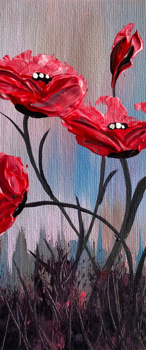 Textured Red Poppies by Marja Brown