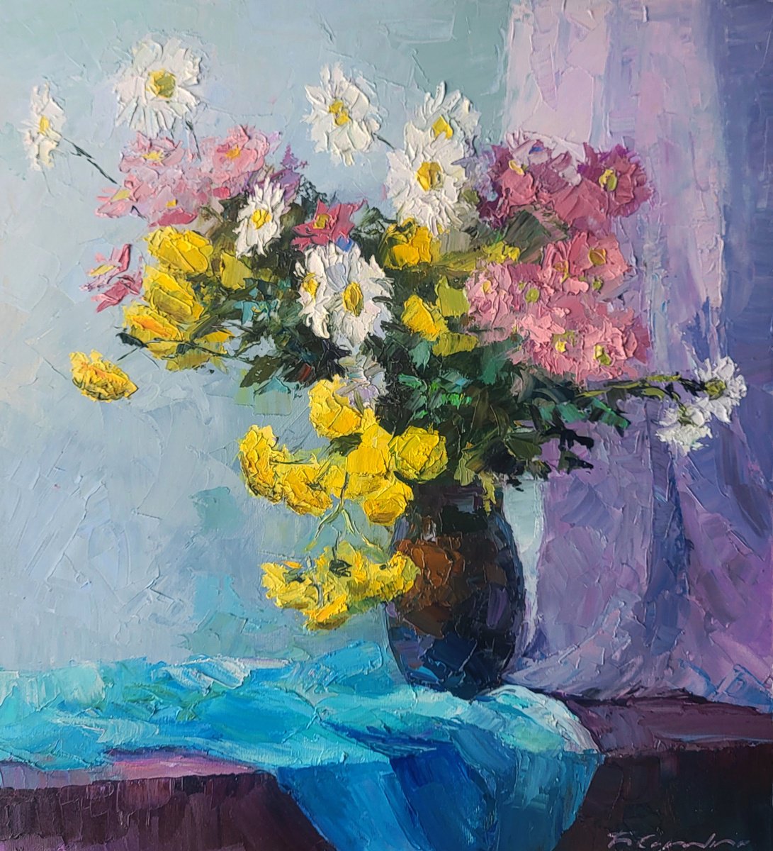 Autumn Flowers In A Vase By Boris Serdyuk, 20 X 22, Artwork For Sale On Artfinder