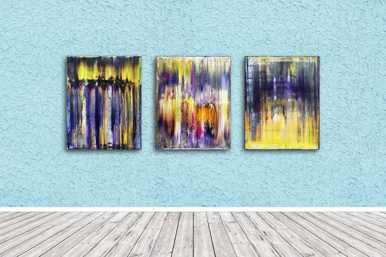 "Transmutation" - FREE USA SHIPPING + Save As A Series - Original PMS Abstract Triptych Oil Paintings On Canvas - 48" x 20"