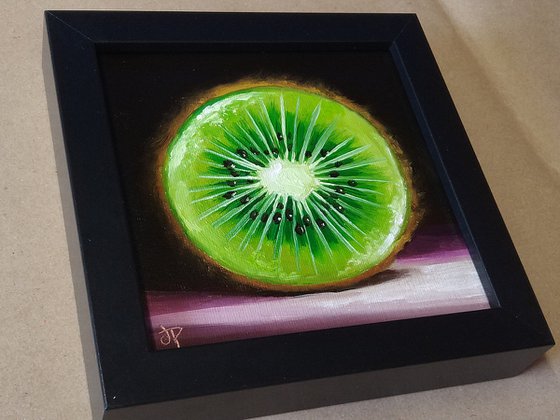 Kiwi slice   framed still life