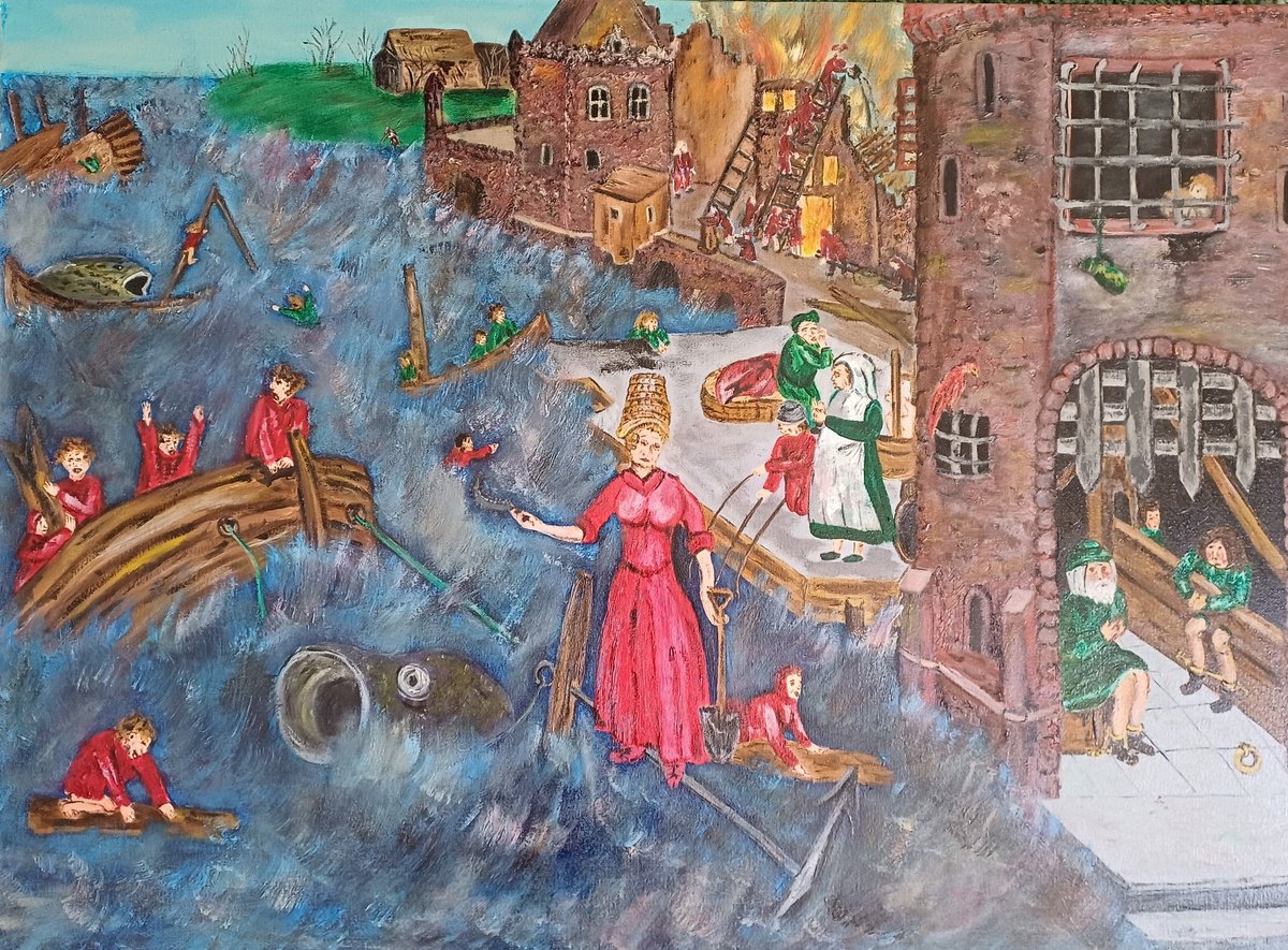 Naive Landscape Oil Painting By Corinne Hamer, 32 X 24, The Virtue Of Hope, Original Artwork