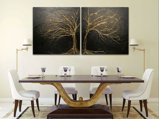 Back Gold Tree Diptych