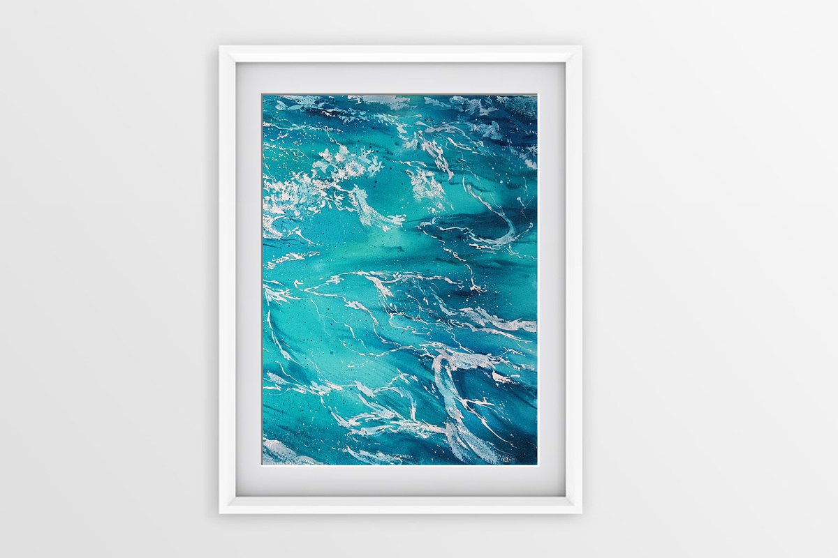 Wave and sea #09 watercolor Fine art Painting
