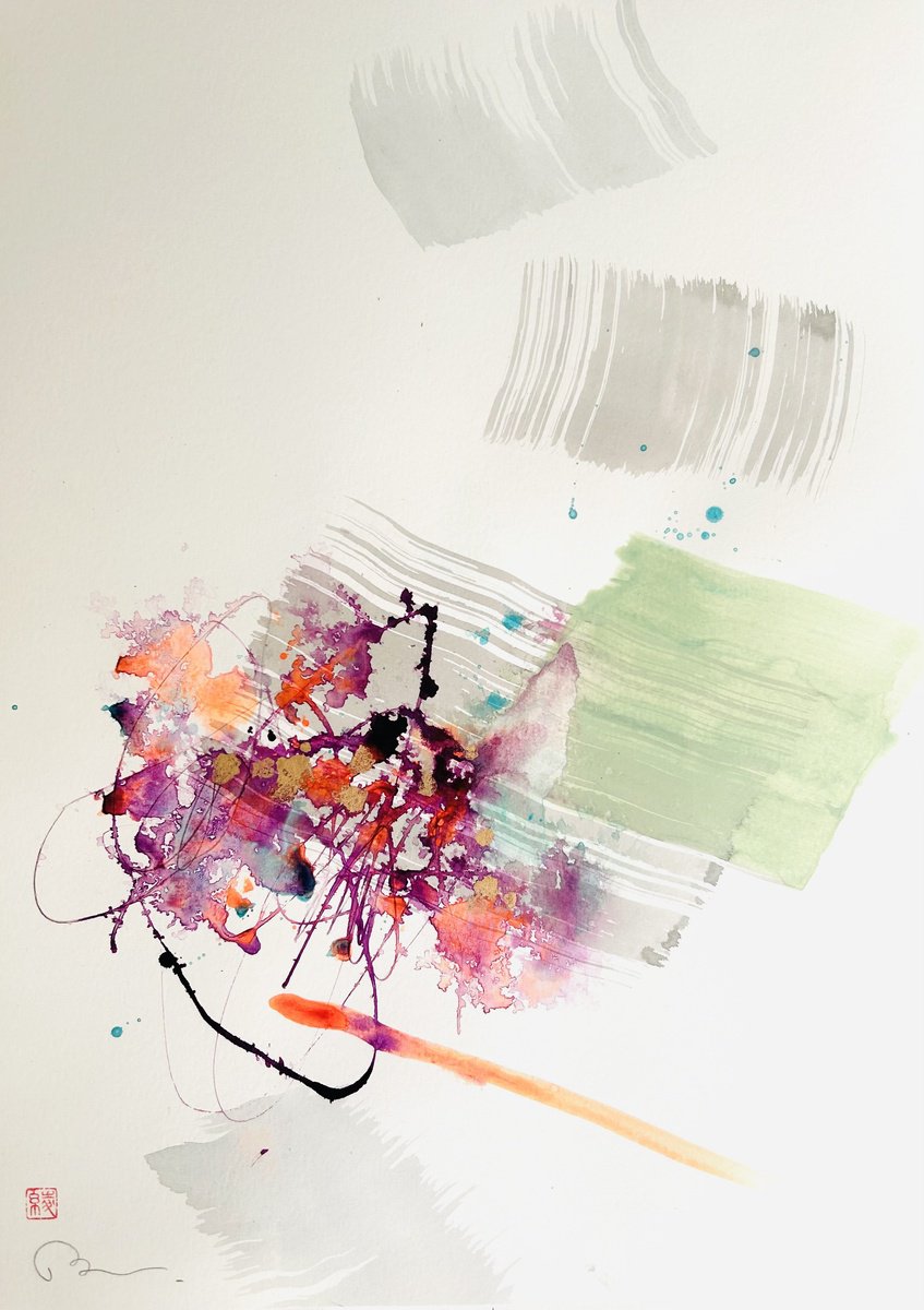 Abstract Ink Drawing , Silent Bloom 1 By Ryoko Minamitani, 12 X 17, Artwork For Sale On Artfinder