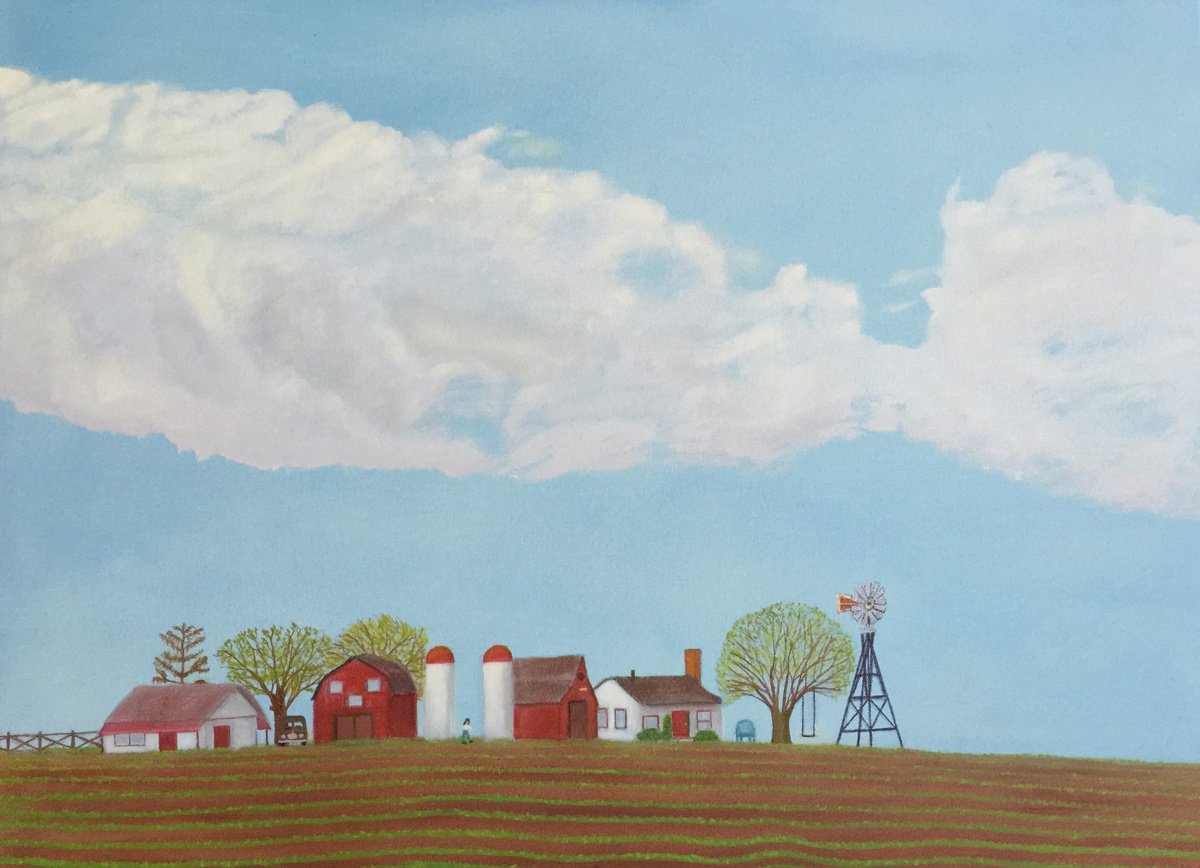 Impressionistic Landscape Oil Painting By Leslie Dannenberg, 30 X 22", Farm #2 Spring, Original Artwork
