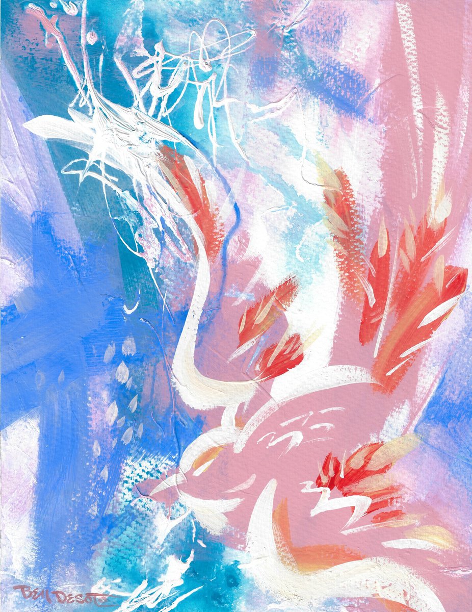 Abstract Acrylic Painting By Ben De Soto, 10 X 13, Flight Qq6, Original Artwork