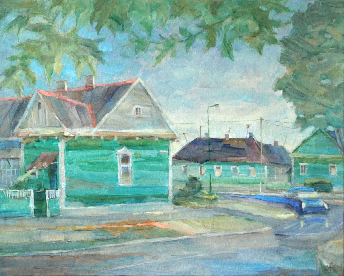 Impressionistic Cityscapes Oil Painting By Victoria Alferonok, 20 X 16", After The Rain, Original Artwork