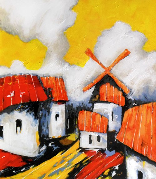 Landscape With a Windmill by Evgen Semenyuk