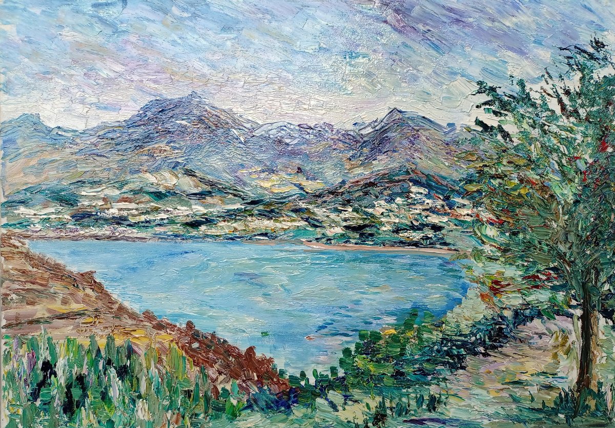 Impressionistic Abstract Oil Painting By Antonino Puliafico, 28 X 20, Golfo Di Oliveri, Original Artwork