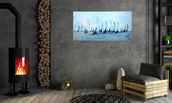 In Harmony - abstract seascape on canvas, ready to hang