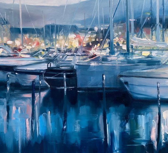 "Yachts"original oil painting by Artem Grunyka