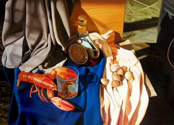 Still life with a lobster, Original canvas art