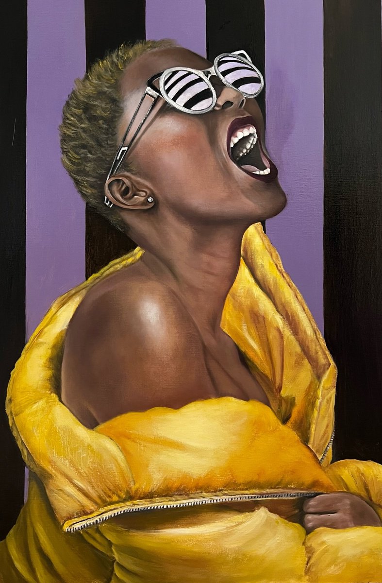 Expressive Portrait Oil Painting By Conny Roels, 28 X 39, The Scream, Original Artwork