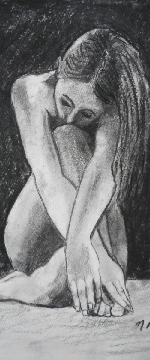 NUDE charcoal sketch no. 1 by Margaret Riordan