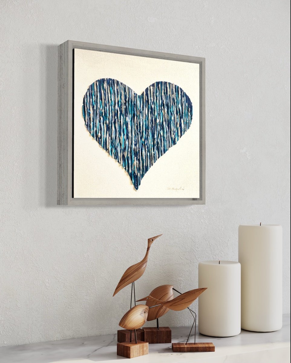 Bright Love - BLUE & Silver - Silver floating frame by Daniela Pasqualini