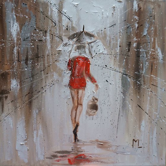 " LONELY IN THE CITY ... "   street WINTER lockdown original painting CITY palette knife GIFT