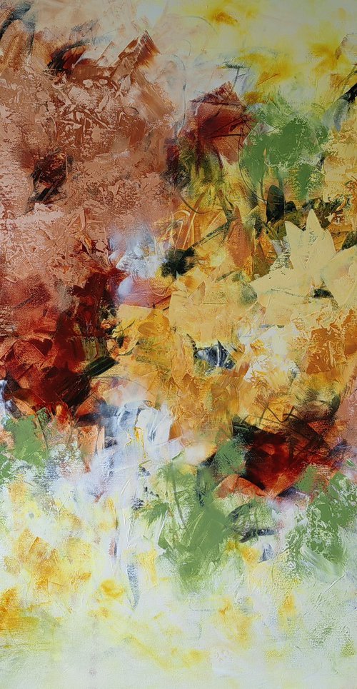 "Enchanted Blooms II" from "Colours of Summer" collection, XXL abstract flower painting by Vera Hoi