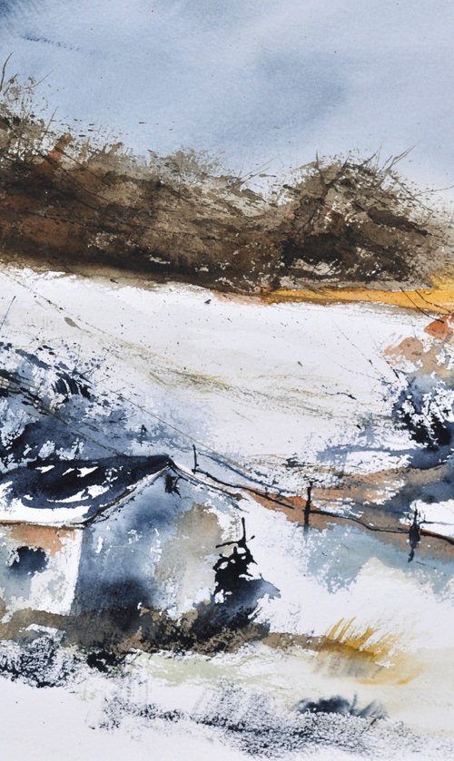 Winter landscape   - watercolor - 5423 by Pol Henry Ledent