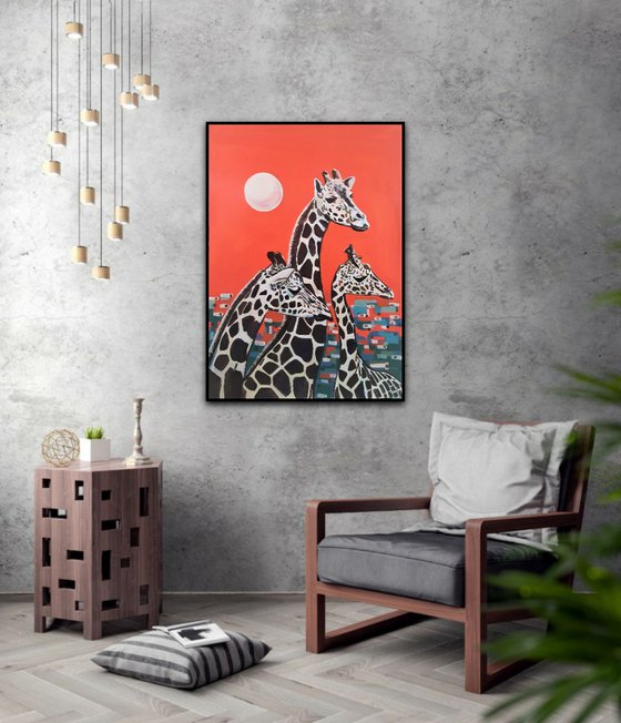 Giraffes / 100 X 70 cm