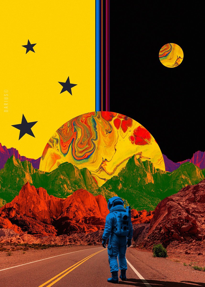 Surrealistic Landscape Giclee Print By Darius Comi, 12 X 18, Cosmic Supernova, Original Artwork