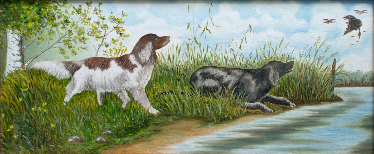DUCK HUNTING by Vera Melnyk (Dog Painting, Gift, Wall Art, Animal Art) by Vera Melnyk