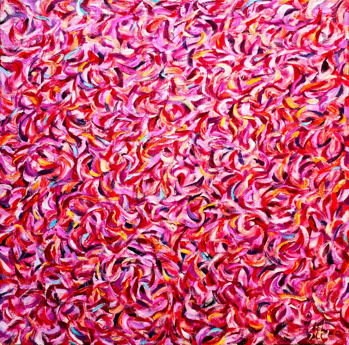 Abstract Oil Painting By Andrei Sitsko, 30 X 30, The Garden Xi, Original Artwork