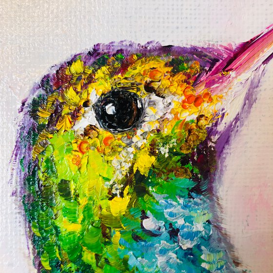 BRIGHT FLIGHT - Bright hummingbird. Tropical bird. Soaring bird. Rainbow hummingbird. Fairy tale. Magic. Dreams. Fantasy.