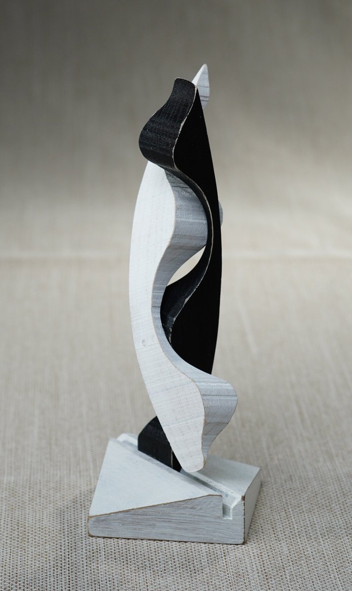 Urban And Pop Portrait Wood Sculpture By Sava Draganov, 3 X 7", "Hug", Original Artwork