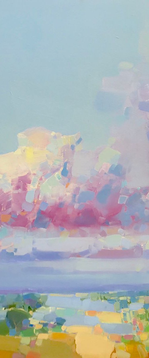 Purple Clouds, Landscape Original oil painting, One of a kind Signed by Vahe Yeremyan