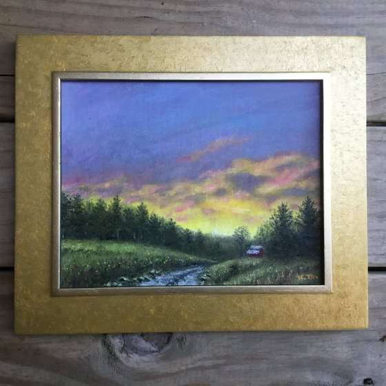 RURAL SUNDOWN - oil 8X10