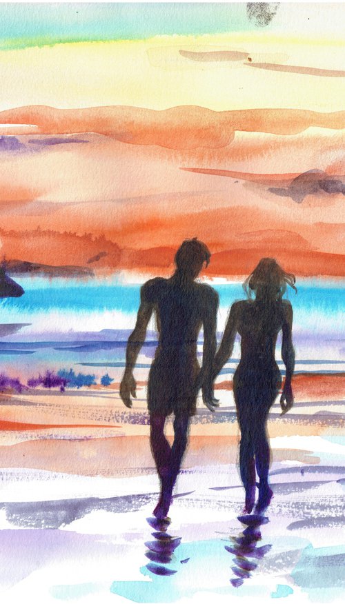 SUNSET LOVERS AT WOOLACOMBE by Nicolas GOIA