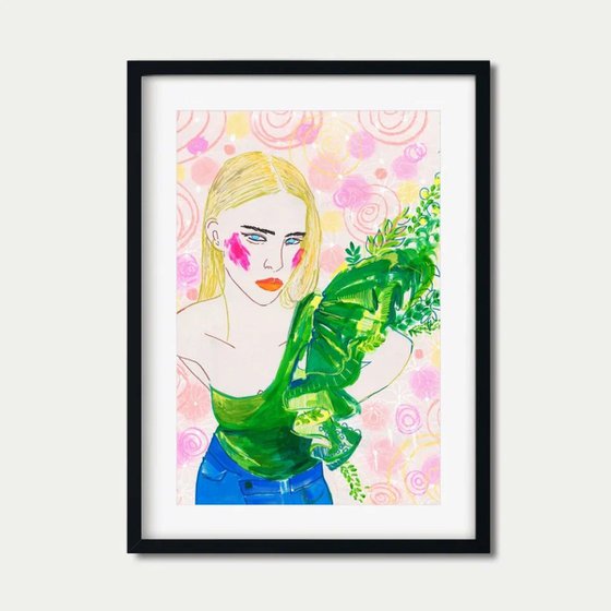 Blonde Woman in Green