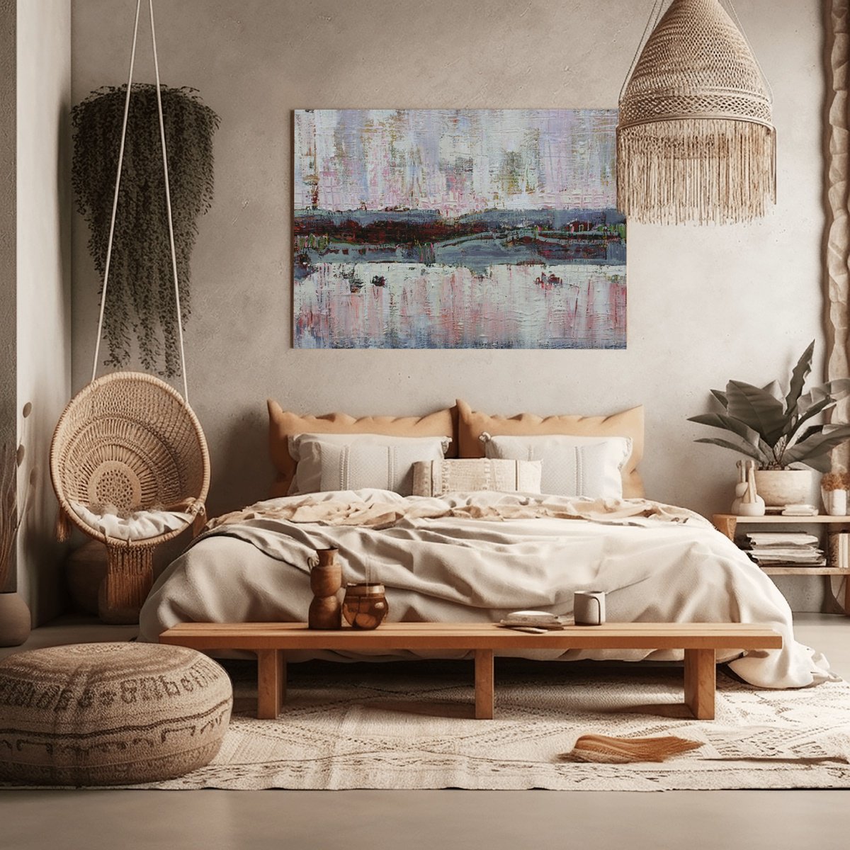 Organic Abstract Acrylic Painting By Loretta Kaltenhauser, 48 X 30", Wish I Could Fly, Original Artwork