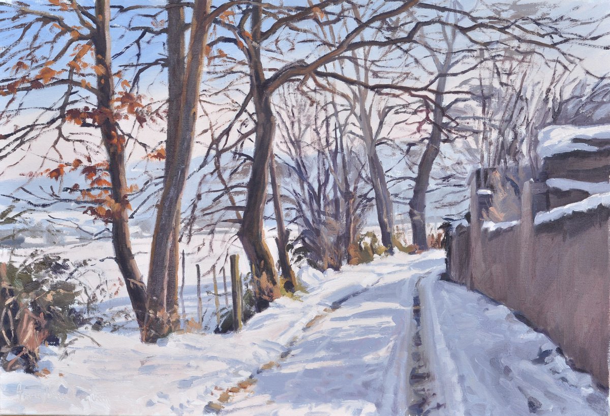 Path in the snow at Saint Vincent by ANNE BAUDEQUIN